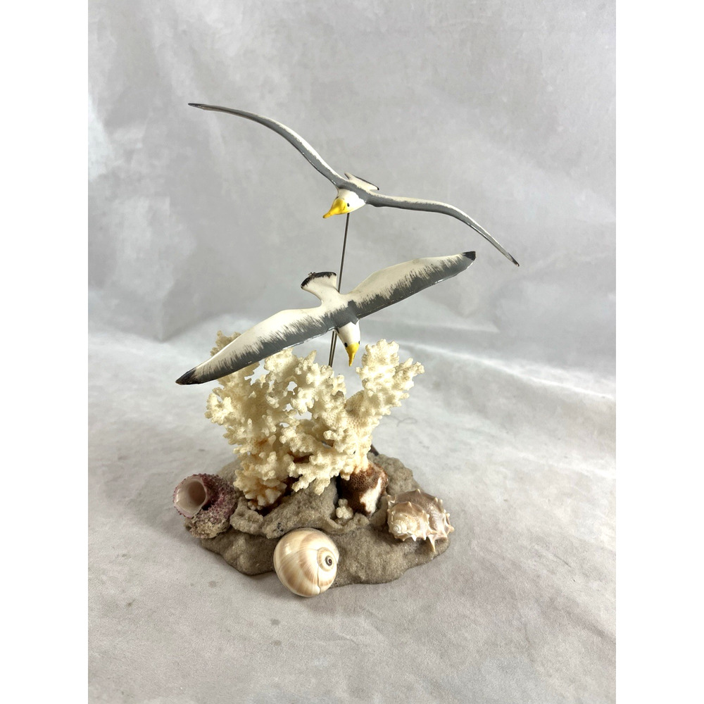 Coral Shells Kinetic Seagulls Sculpture Art Nautical Beach Vibes Vintage 70s 80s